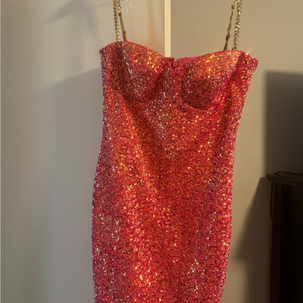 NADINE MERABI Fuchsia Sequin Mini Dress - Picture 5 of 6